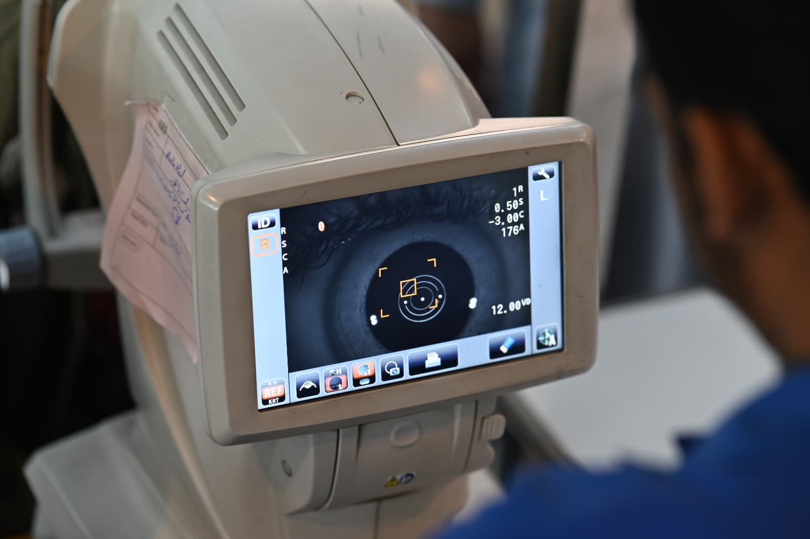 Close-up of an ophthalmic diagnostic screen