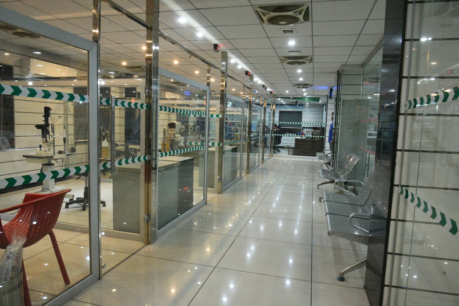 Clinic hallway and waiting area at Muhammadi Medical Foundation